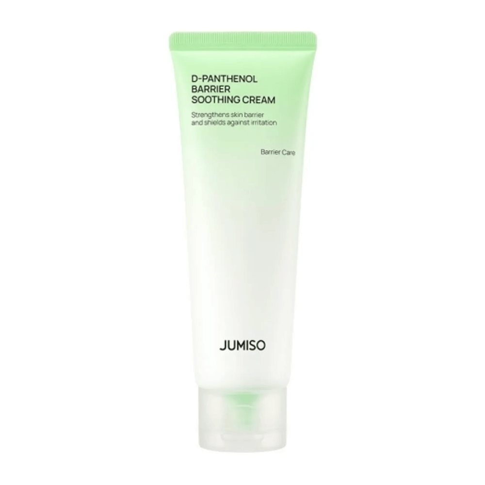 Imagem do produto de Jumiso D-Panthenol Barrier Soothing Cream em tubo verde contra fundo branco.