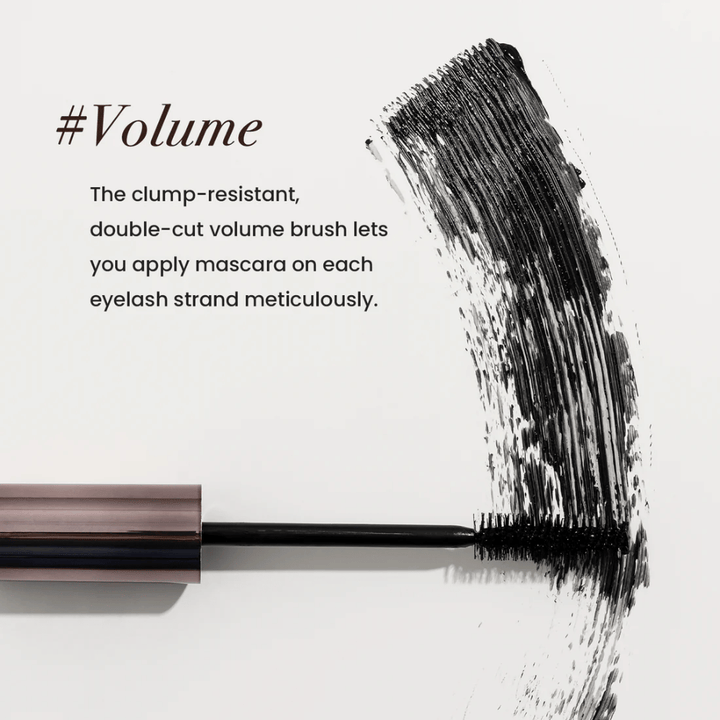 Heimish Dailism Smudge Stop Mascara Volume com escova de volume que separa os cílios e cria volume cheio sem grumos.