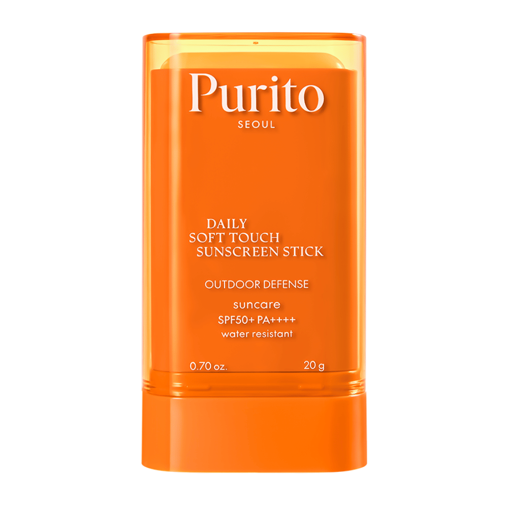 Purito Daily Soft Touch Sunscreen Stick – protetor solar em forma de bastão prático com SPF50+ PA++++. Resistente à água, acabamento sedoso e perfeito para rosto e corpo. Também adequado para pele sensível.