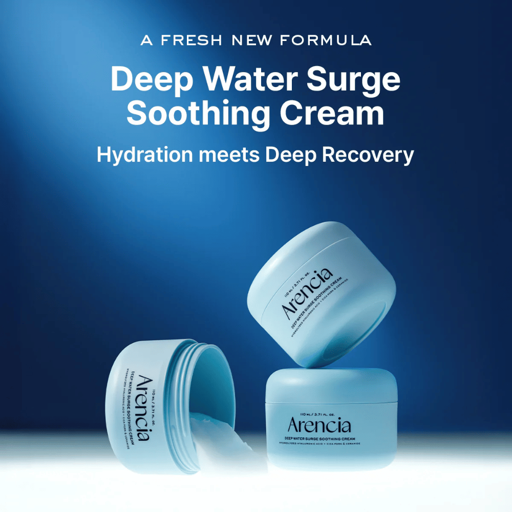 Arencia Deep Water Surge Soothing Cream – novo creme facial calmante e hidratante que combina hidratação intensa com cuidado reparador da pele.