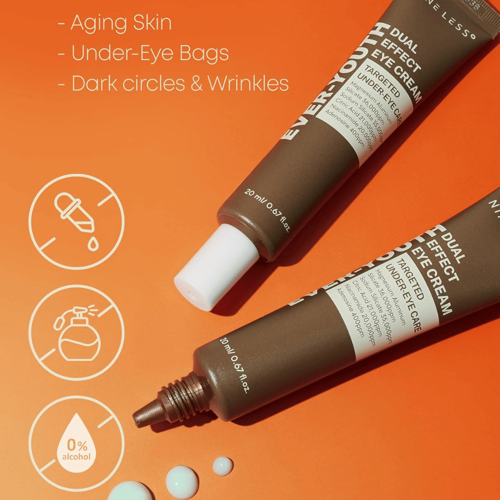 NINE LESS Ever-Youth Dual Effect Eye Cream – creme de olhos para pele madura, olheiras, linhas finas e papos sob os olhos