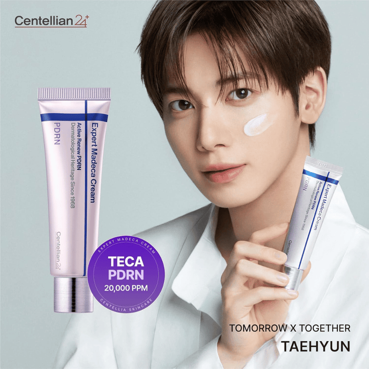 Centellian24 Expert Madeca Cream Active Renew PDRN aplica-se na pele, creme facial hidratante com PDRN que reforça a barreira cutânea e melhora a elasticidade