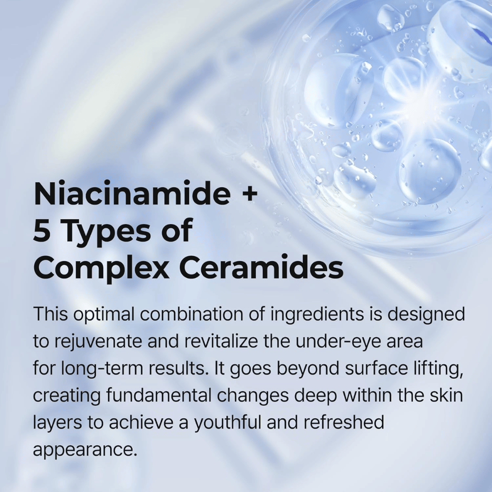 Creme de olhos com niacinamida e ceramidas que reforçam a barreira cutânea, hidratam em profundidade e proporcionam uma pele mais firme e uniforme à volta da zona dos olhos