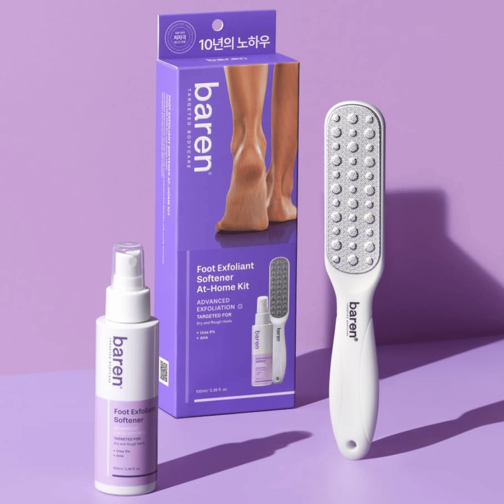 BAREN Conjunto doméstico apagador de calos dos pés com Foot Exfoliant Softener, lima de pés e embalagem para cuidado esfoliante dos pés