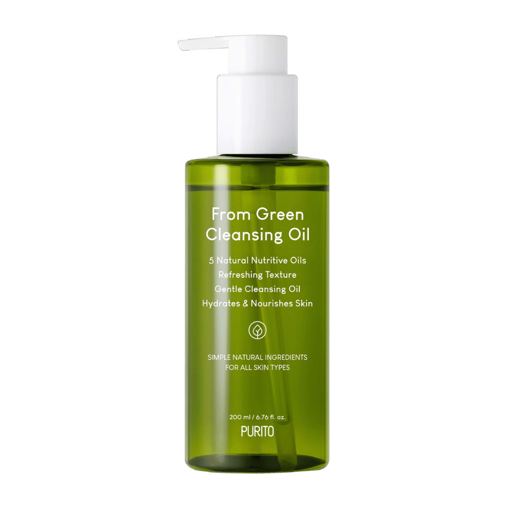 Purito From Green Cleansing Oil é um óleo de limpeza suave formulado com óleos naturais ricos em nutrientes. Ele remove eficazmente a maquilhagem e as impurezas enquanto hidrata e nutre a pele. Adequado para todos os tipos de pele, deixando a pele macia e fresca.