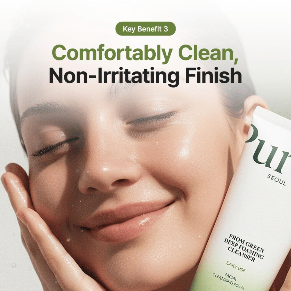 Purito Seoul From Green Deep Foaming Cleanser – limpeza profunda suave para uma pele limpa e fresca