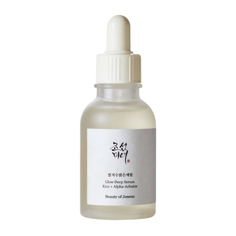 Beauty of Joseon Glow Deep Serum Rice + Alpha-Arbutin em frasco com conta-gotas – sérum coreano que ilumina, uniformiza o tom da pele e proporciona um brilho natural.