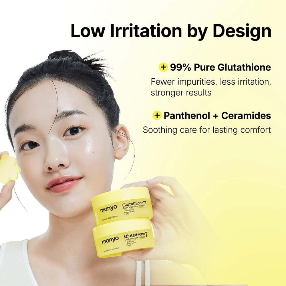 Ma:nyo Glutathione 7 Dark Spot Serum Patch com 99 % de glutatião, pantenol e ceramidas para tratamento suave de manchas de pigmentação
