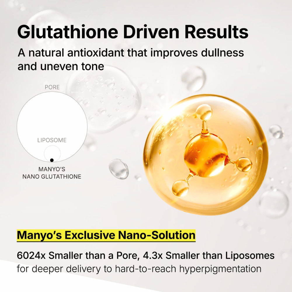 Ma:nyo Glutathione 7 Dark Spot Serum com nano-glutatião para tratamento profundo de manchas de pigmentação e pele baça