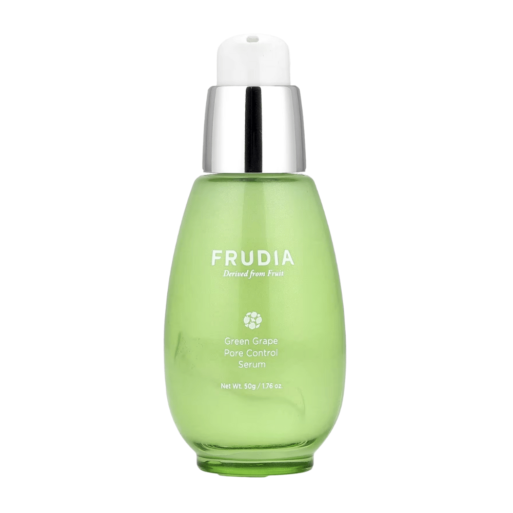 Frudia Green Grape Pore Control Serum 50 g – sérum facial coreano com extrato de uva verde que minimiza os poros, equilibra a pele oleosa e proporciona uma pele hidratada e clara.