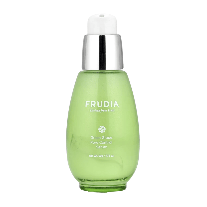 Frudia Green Grape Pore Control Serum 50 g – sérum facial coreano com extrato de uva verde que minimiza os poros, equilibra a pele oleosa e proporciona uma pele hidratada e clara.