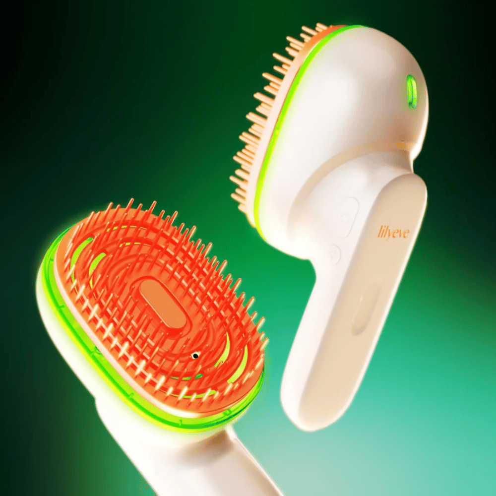 LILYEVE GrowTurn Brush Steam Booster – escova para o couro cabeludo com função de luz LED verde