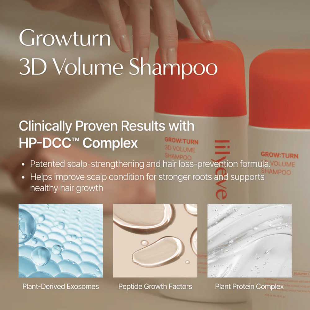 LILYEVE Grow:Turn Exosome 3D Volume Brush Shampoo com exossomas e péptidos para um cabelo mais volumoso