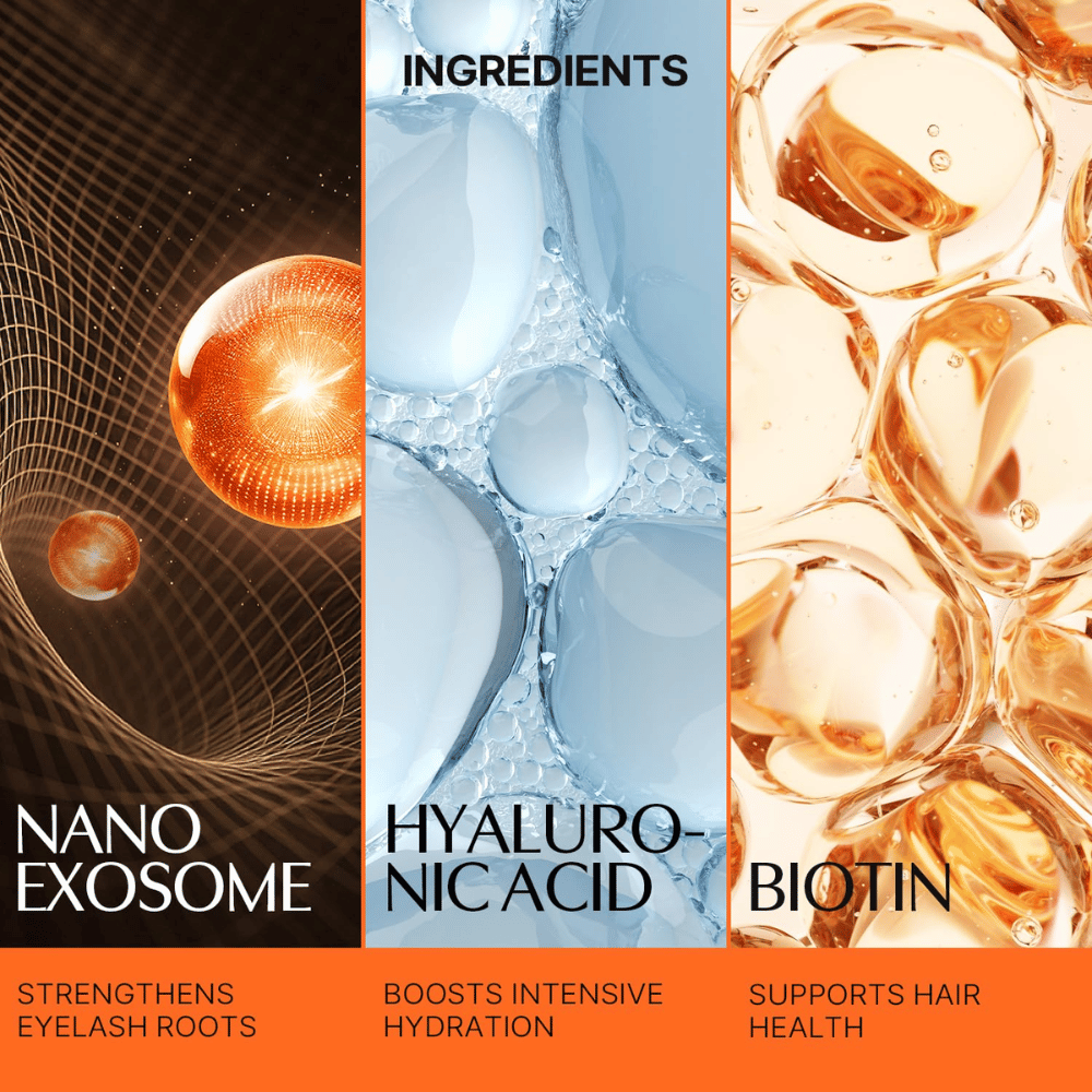 LILYEVE Grow Turn Exosome Dual Lash Serum com nanoexossomas, ácido hialurónico e biotina para o cuidado das pestanas.