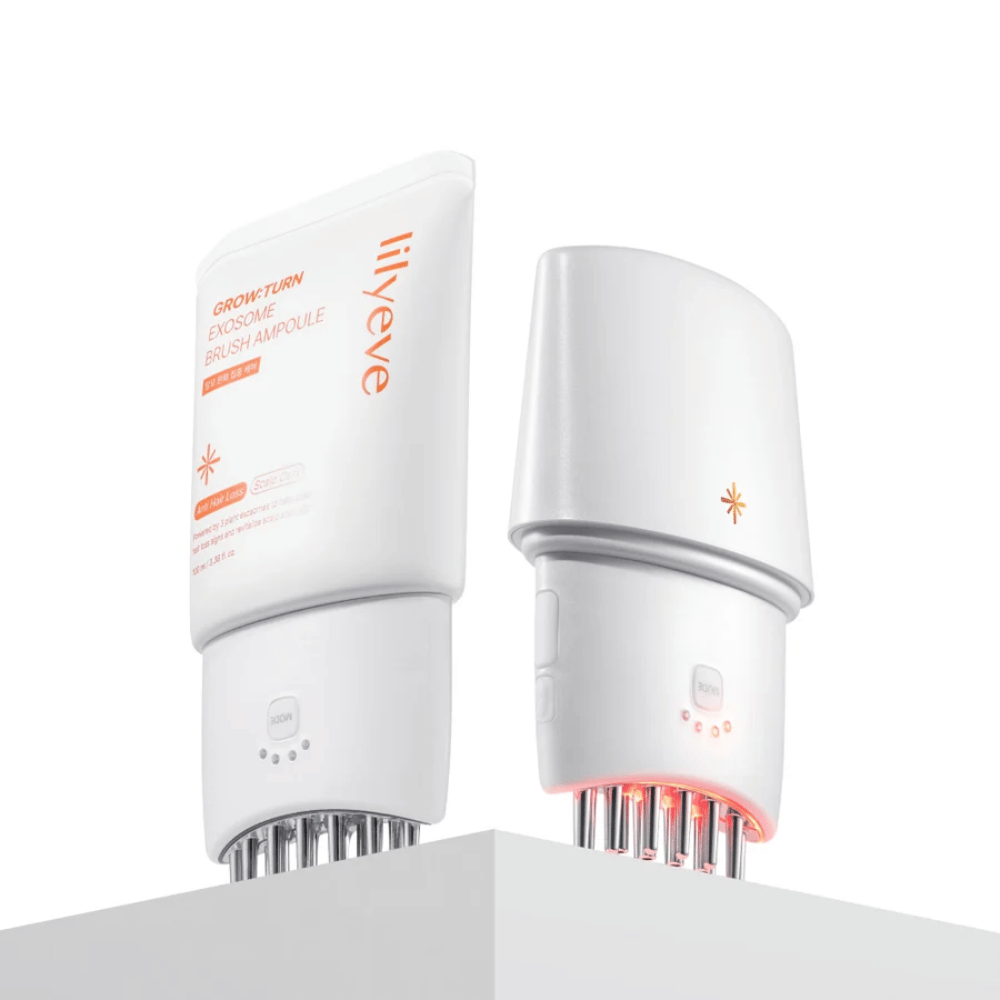 3. Lilyeve GrowTurn Pro – aparelho para o couro cabeludo juntamente com GrowTurn Exosome Brush Ampoule