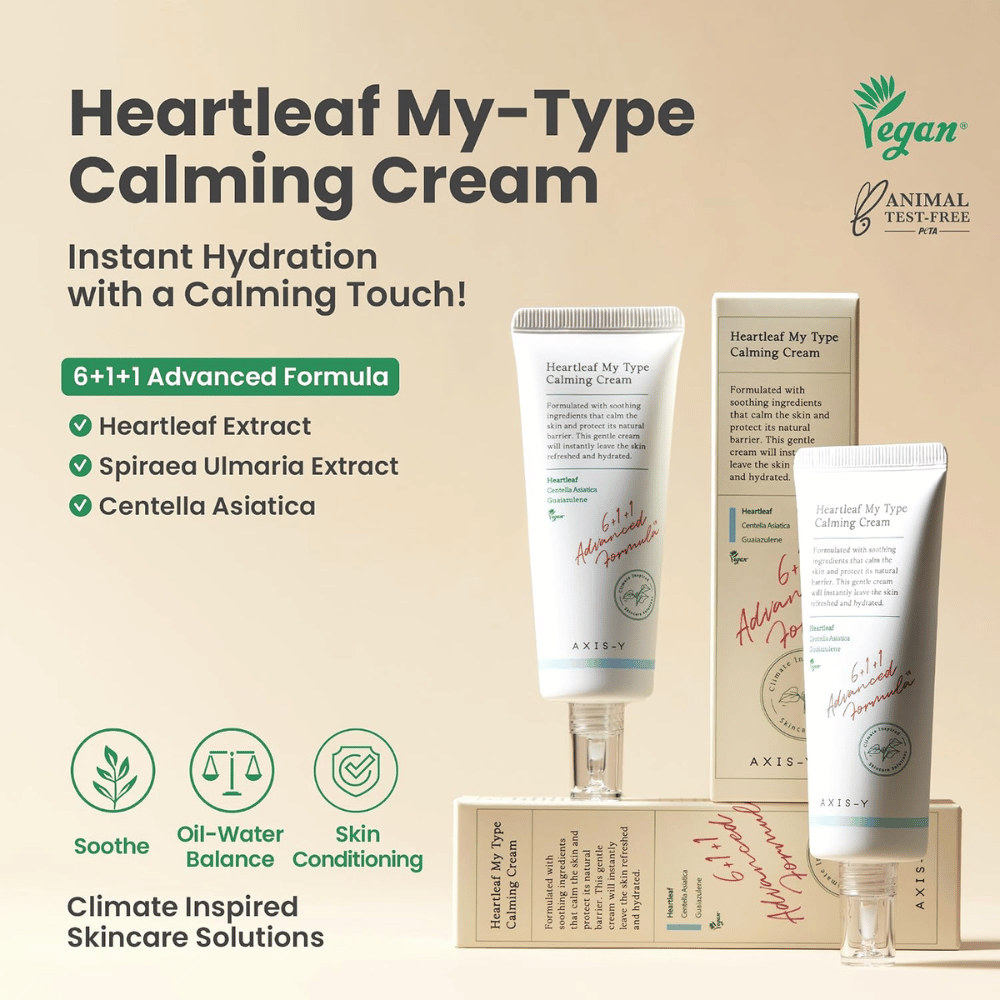 AXIS-Y Heartleaf My Type Calming Cream – creme facial hidratante e calmante para pele sensível