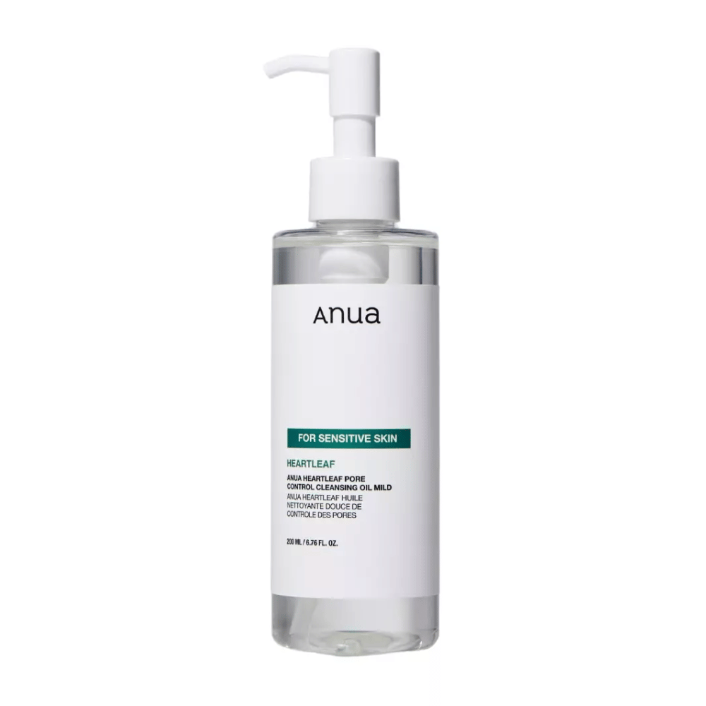 Anua Heartleaf Pore Control Cleansing Oil Mild é um óleo de limpeza especialmente desenvolvido para pele sensível. É projetado para suavizar e remover eficazmente impurezas e maquiagem, enquanto controla os poros sem irritar a pele.