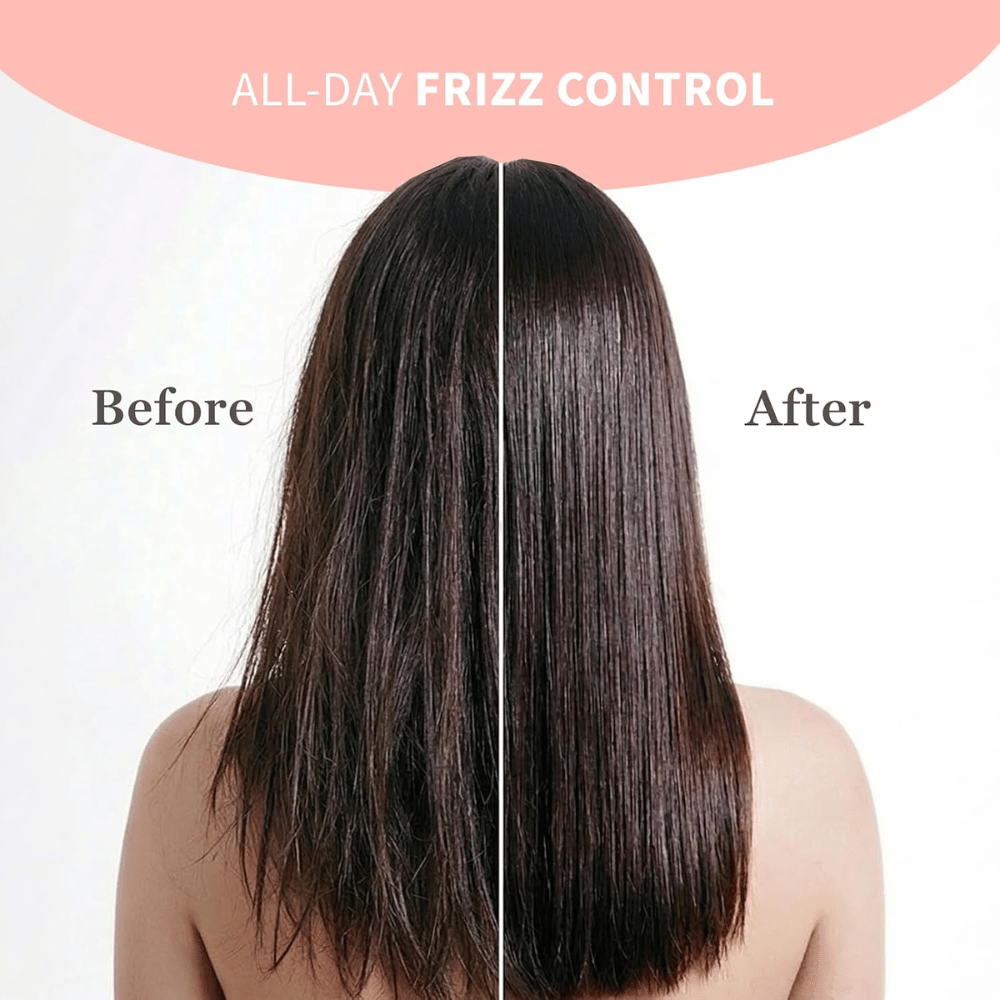 TOCOBO Heat Proof Hair Mist #01 Lowkey Famous – antes e depois com controlo do frisado e cabelo mais liso