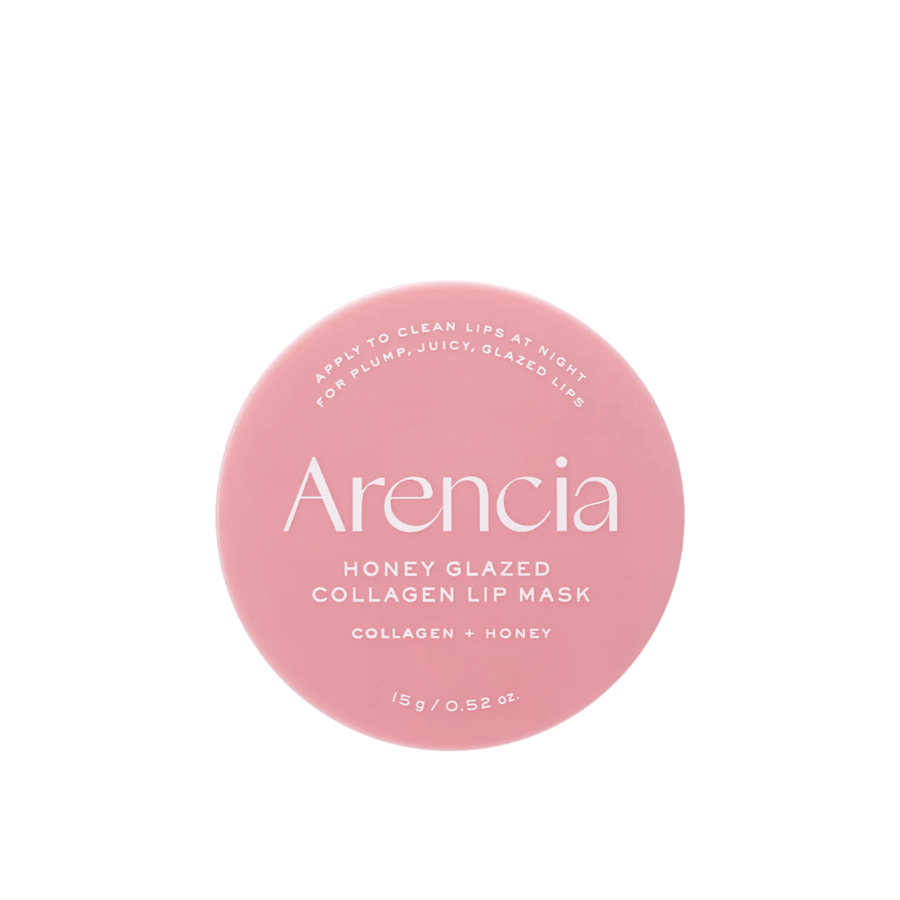 Imagem limpa do produto Arencia Honey Glazed Collagen Lip Mask em embalagem rosa com um design minimalista e elegante.