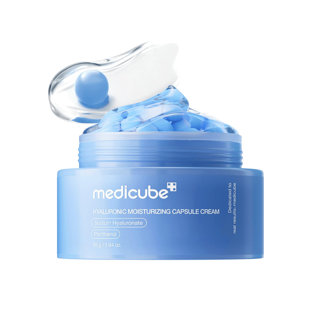 5. Medicube Hyaluronic Moisturizing Capsule Cream 55 g – creme-cápsula hidratante em boião azul