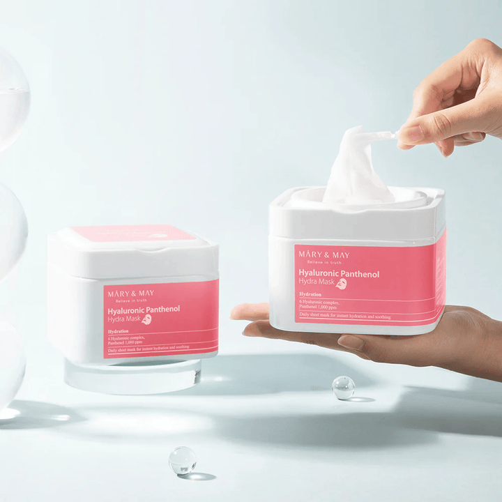 Mary & May Hyaluronic Panthenol Hydra Mask diária Sheet mask – máscara calmante e hidratante que fortalece a barreira cutânea