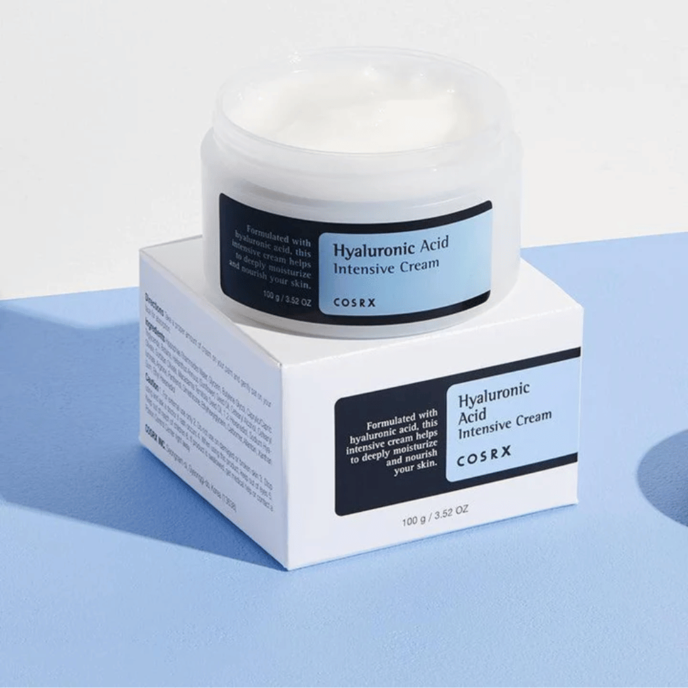 Aberto COSRX Hyaluronic Acid Intensive Cream – creme facial hidratante com ácido hialurônico para pele seca e desidratada.