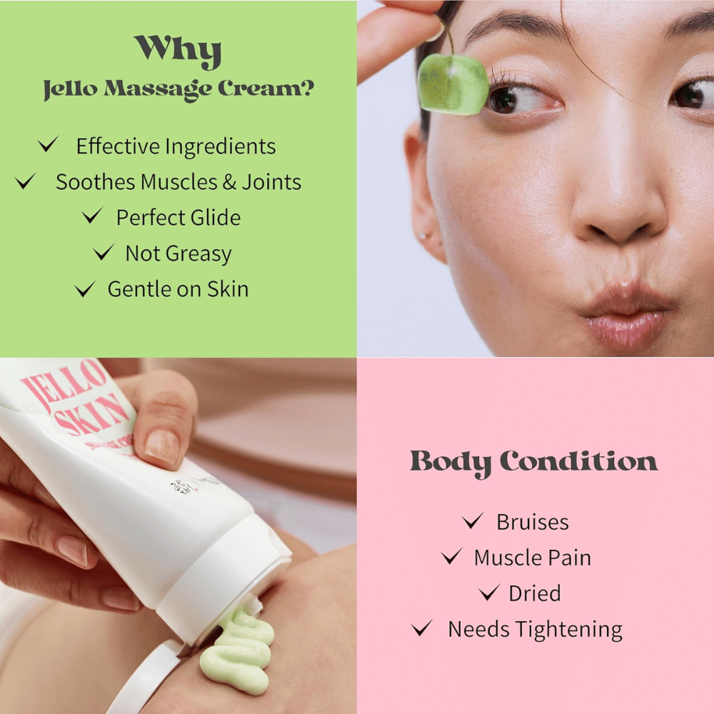 Beauty of Joseon Jello Skin Massage Cream para rosto e corpo com sensação sedosa, hidratação e fórmula adequada para massagem.