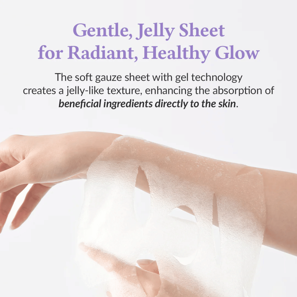 Folha suave, semelhante a gel, para uma pele radiante
A folha de gaze macia com tecnologia de gel proporciona uma sensação semelhante a gel que maximiza a absorção dos ingredientes nutritivos pela pele.