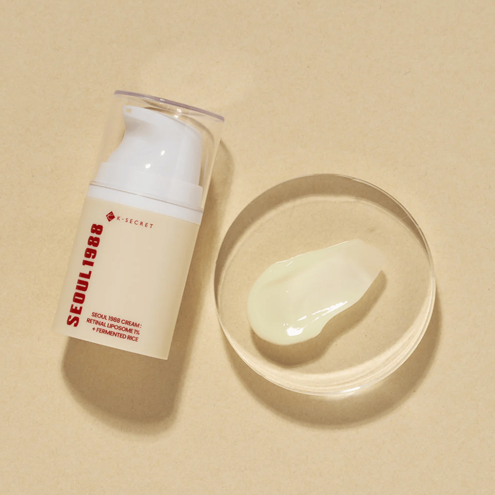 Imagem do produto onde se vê o conteúdo para SEOUL 1988 Cream : Retinal Liposome 1% + Fermented Rice 50ml