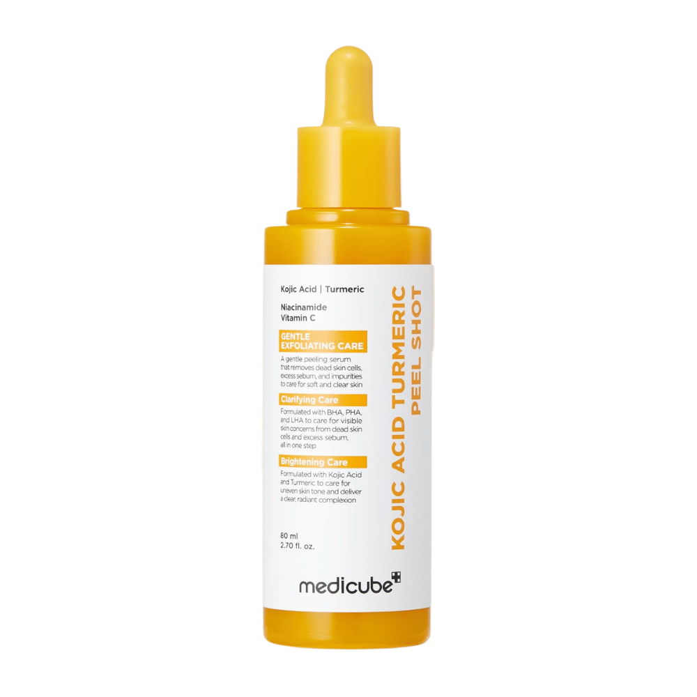 Medicube Kojic Acid Turmeric Peel Shot 80 ml – peeling esfoliante com ácido kójico, curcuma, niacinamida e vitamina C.