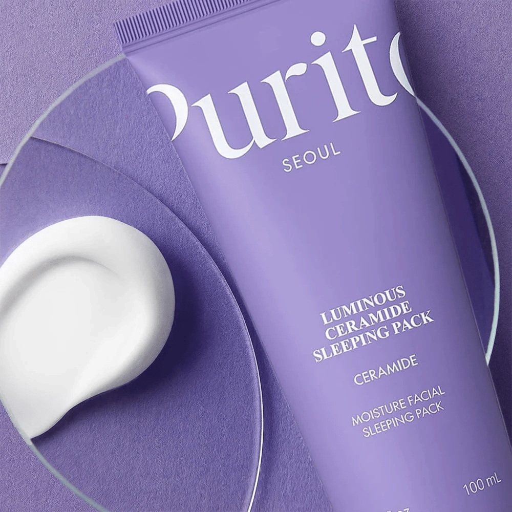 Purito Luminous Ceramide Sleeping Pack 100 ml – embalagem noturna com ceramidas e textura cremosa para pele seca e desidratada