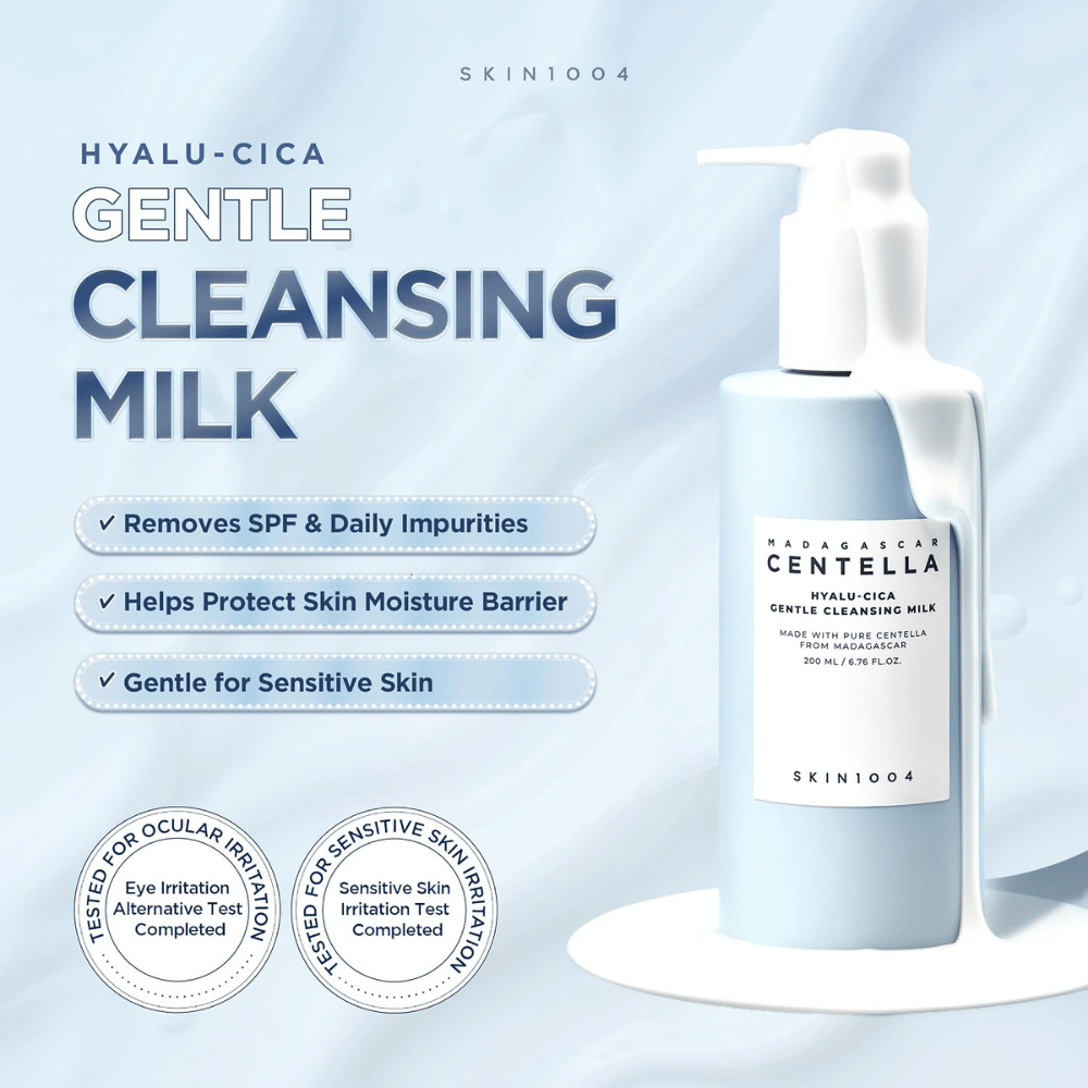 SKIN1004 Madagascar Centella Hyalu-Cica Gentle Cleansing Milk – leite de limpeza suave para pele sensível
