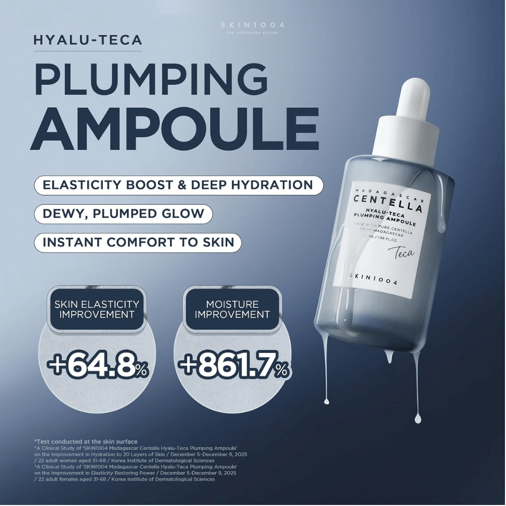 5. SKIN1004 Madagascar Centella Hyalu-Teca Plumping Ampoule – hidratação intensa, luminosidade e elasticidade da pele melhorada