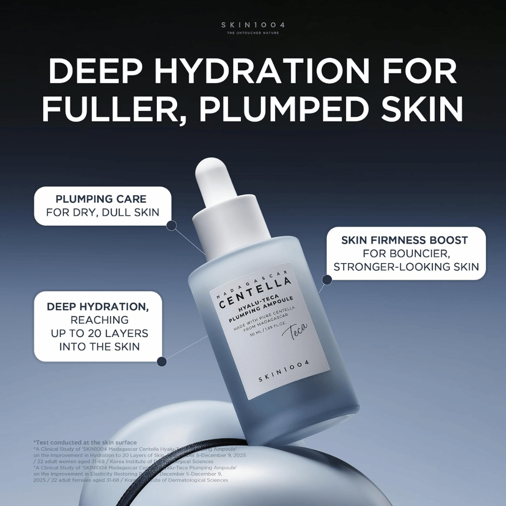 4. SKIN1004 Madagascar Centella Hyalu-Teca Plumping Ampoule – ampola hidratante para uma pele mais preenchida e elasticidade melhorada