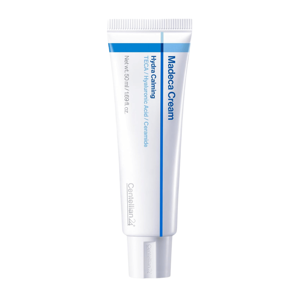 5. Centellian24 Madeca Cream Hydra Calming 50ml – tubo branco com detalhes azuis sobre fundo branco