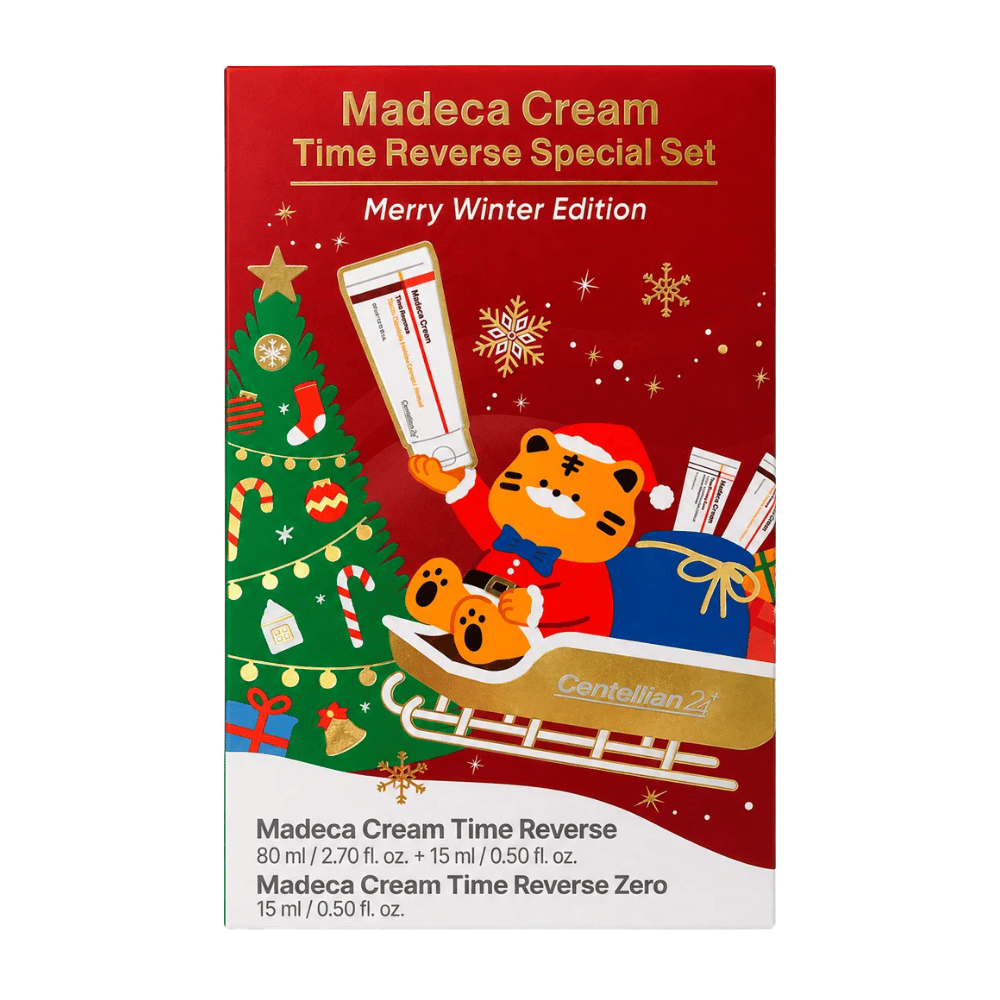 1. Centellian24 Madeca Cream Time Reverse Special Set Merry Winter Edition – conjunto de Natal com cuidados de pele em embalagem de presente vermelha