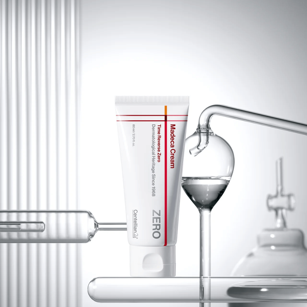 MADECA Cream Time Reverse Zero de Centellian24 em ambiente clínico – creme facial coreano desenvolvido para fortalecer a barreira da pele e proporcionar cuidados calmantes e reparadores.