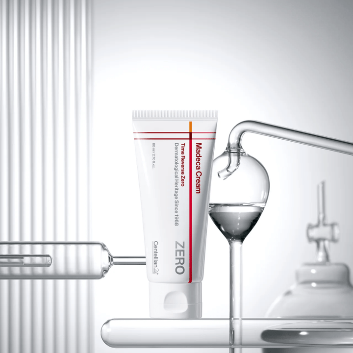 MADECA Cream Time Reverse Zero de Centellian24 em ambiente clínico – creme facial coreano desenvolvido para fortalecer a barreira da pele e proporcionar cuidados calmantes e reparadores.