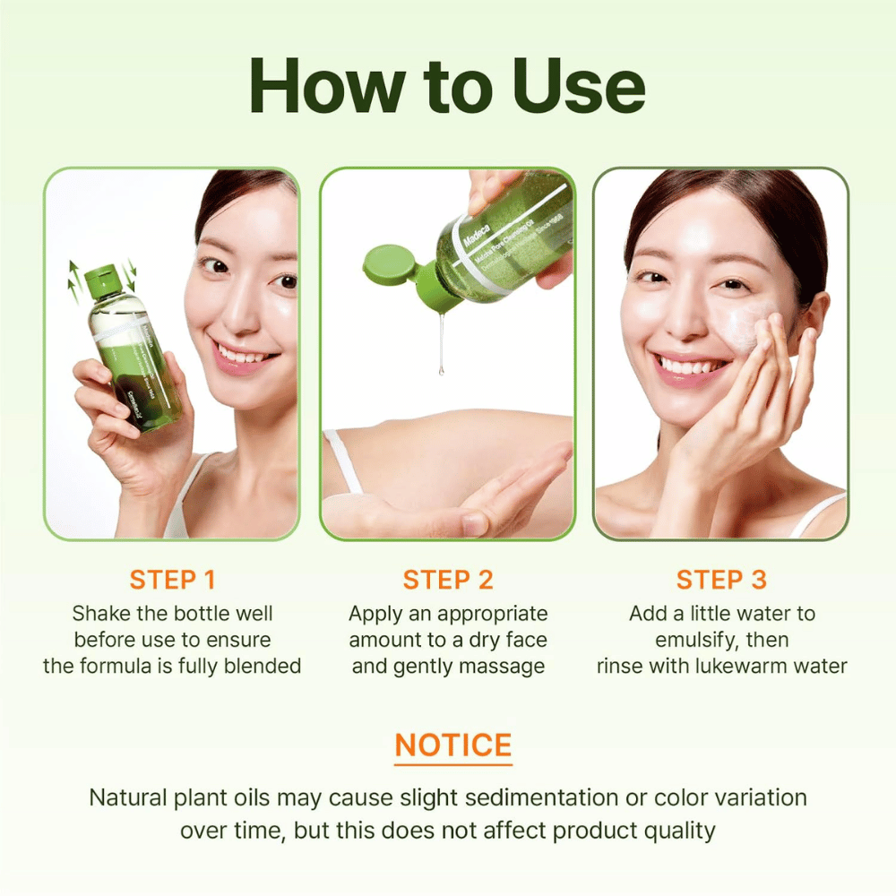 Centellian24 Madeca Matcha Pore Cleansing Oil guia de utilização para limpeza da pele