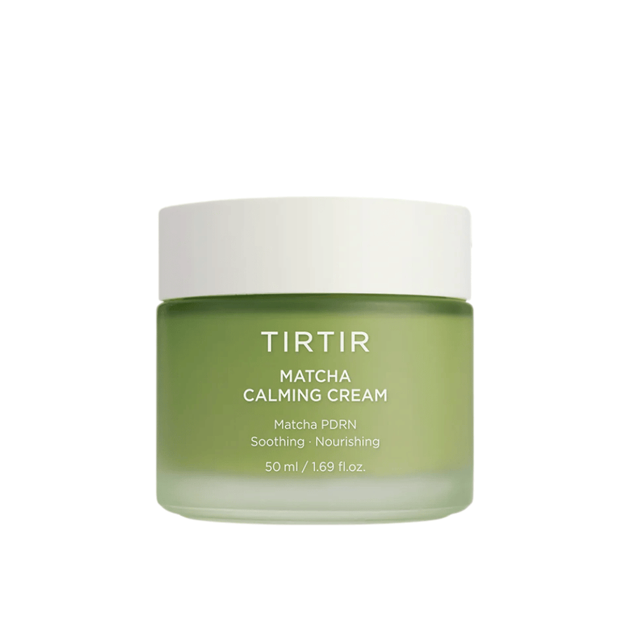 TIRTIR Matcha Calming Cream reduz a vermelhidão e a irritação, acalma a pele sensível e proporciona um tom de pele mais uniforme e equilibrado.