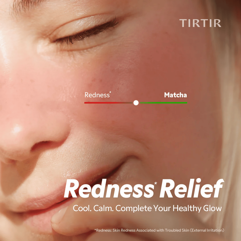 TIRTIR Matcha Calming Cream reduz a vermelhidão e a irritação, acalma a pele sensível e proporciona um tom de pele mais uniforme e equilibrado.