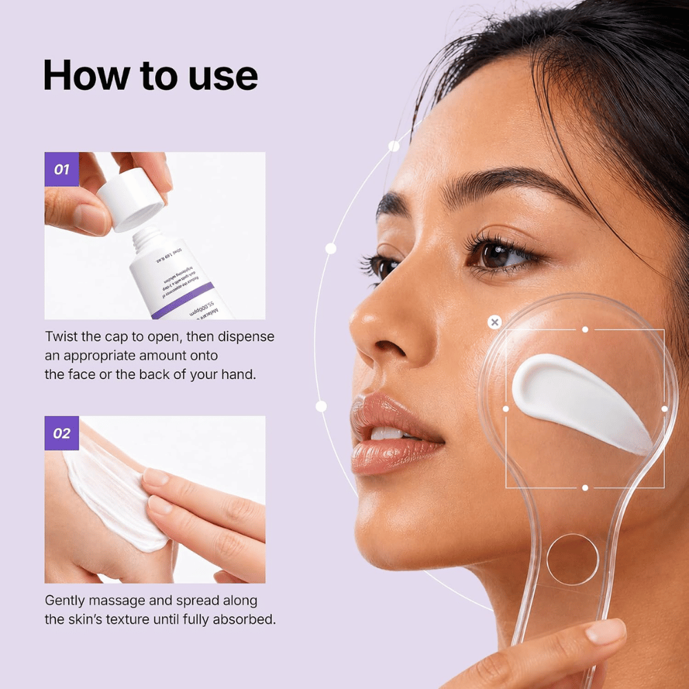 1. Genabelle Melacare Intensive Cream – aplicação de creme de rosto para um tom de pele mais uniforme e menor visibilidade das manchas de pigmentação