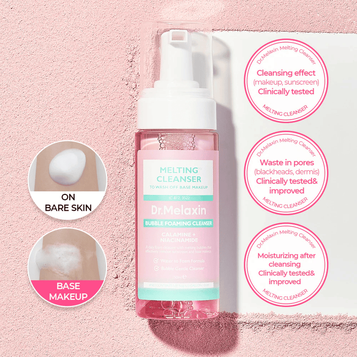 Dr. Melaxin Melting Cleanser com espuma micelar que derrete maquilhagem e limpa a pele suavemente
