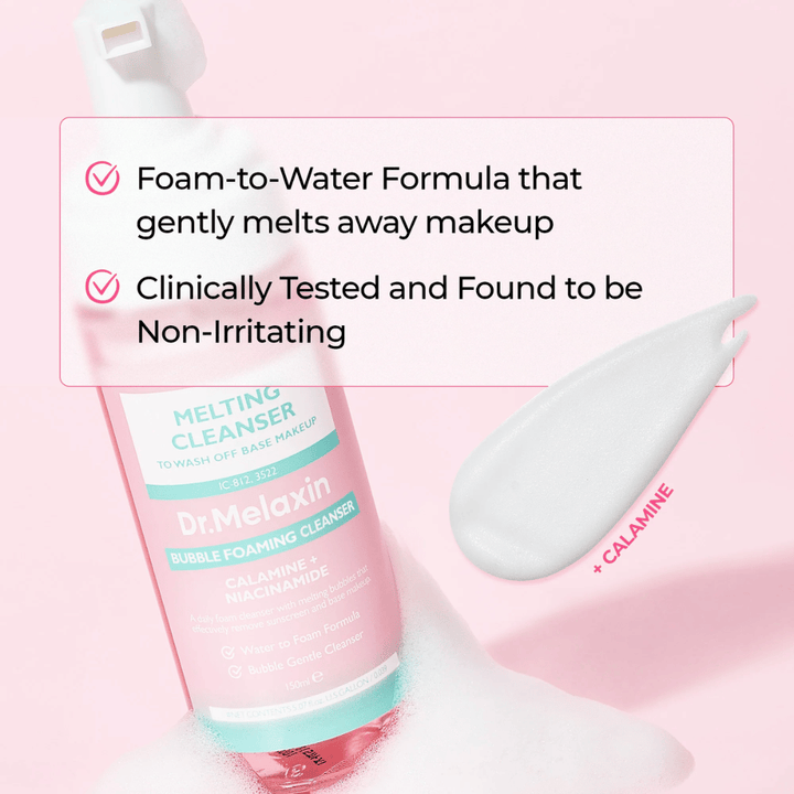 Fórmula de espuma para água em Dr. Melaxin Melting Cleanser que remove eficazmente maquilhagem e impurezas