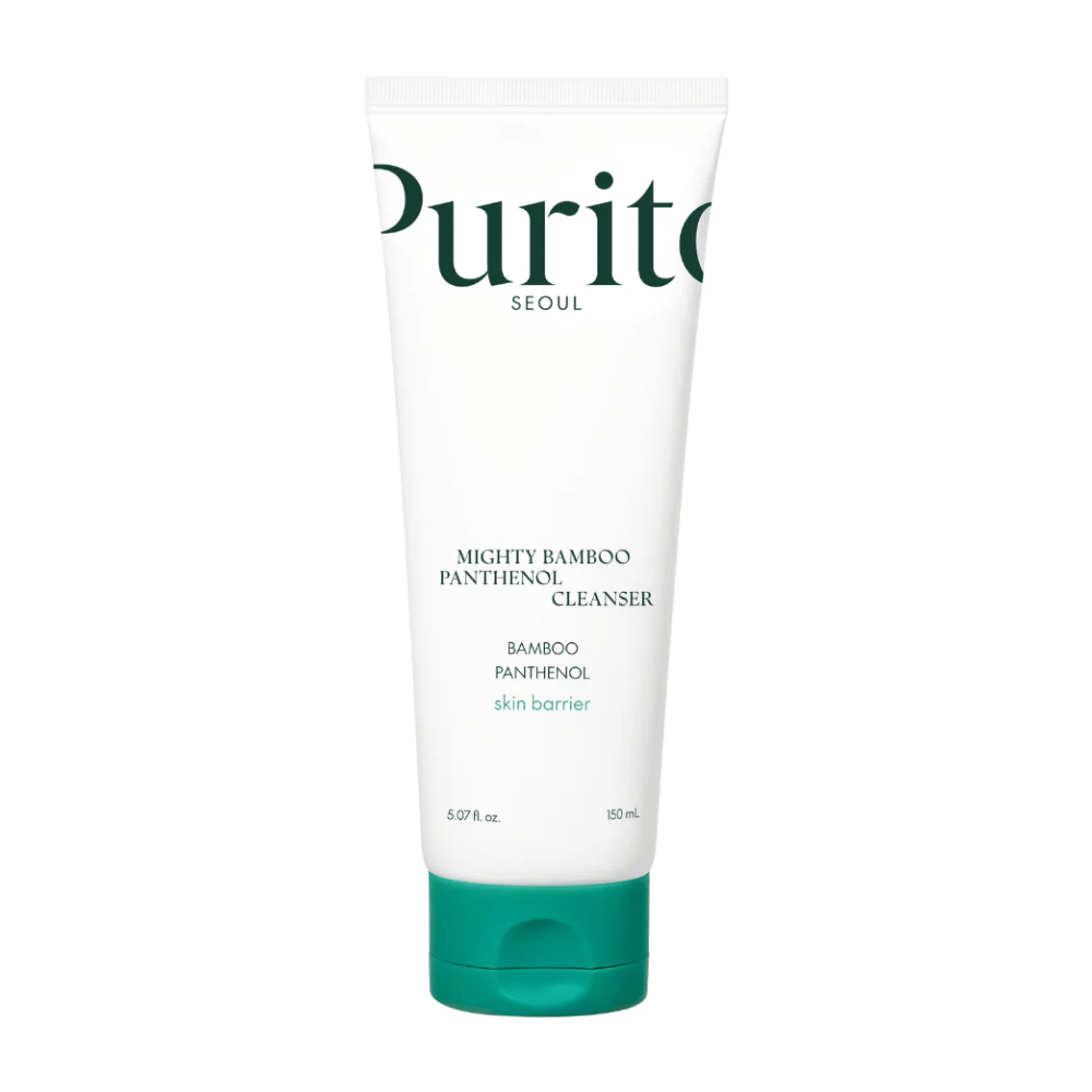 Purito Mighty Bamboo Panthenol Cleanser – uma limpeza facial suave e vegana com bambu e pantenol que fortalece a barreira da pele e limpa sem ressecar.