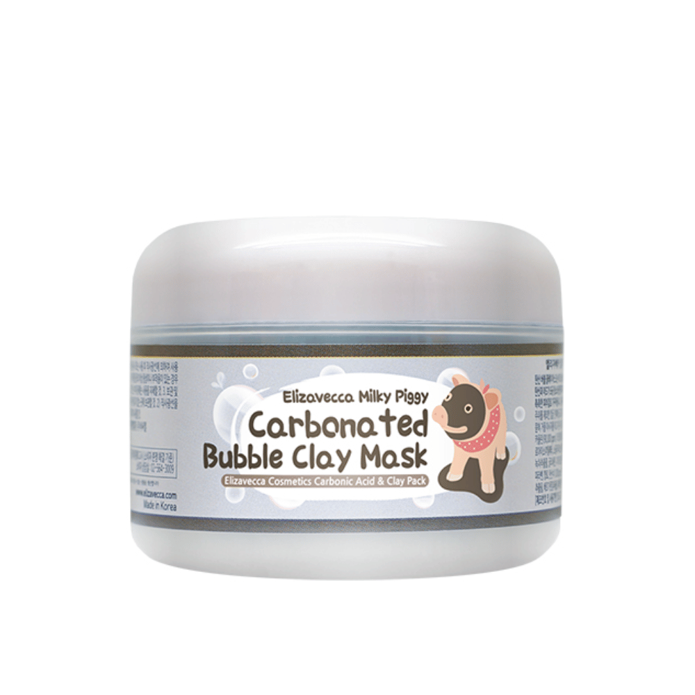 Elizavecca Milky Piggy Carbonated Bubble Clay Mask em pote – máscara de lama gaseificada que espuma na pele e ajuda a limpar profundamente os poros.