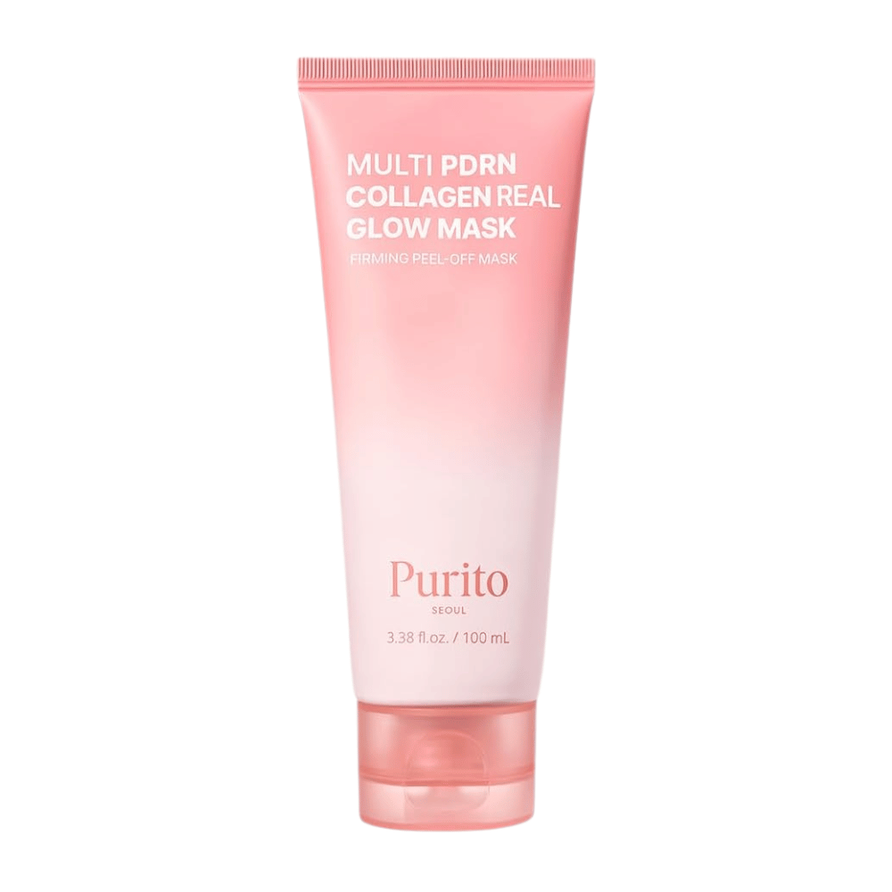 Purito SEOUL Multi PDRN Collagen Real Glow Mask 100 ml – imagem do produto de máscara peel-off rosa em tubo