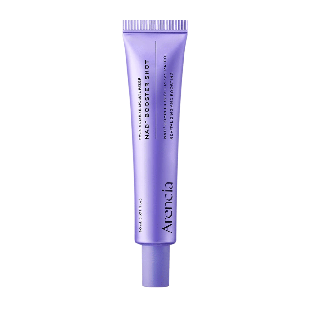 Arencia NAD+ Booster Shot 30 ml – creme facial coreano com Complexo NAD+ e resveratrol para firmeza, hidratação e luminosidade.