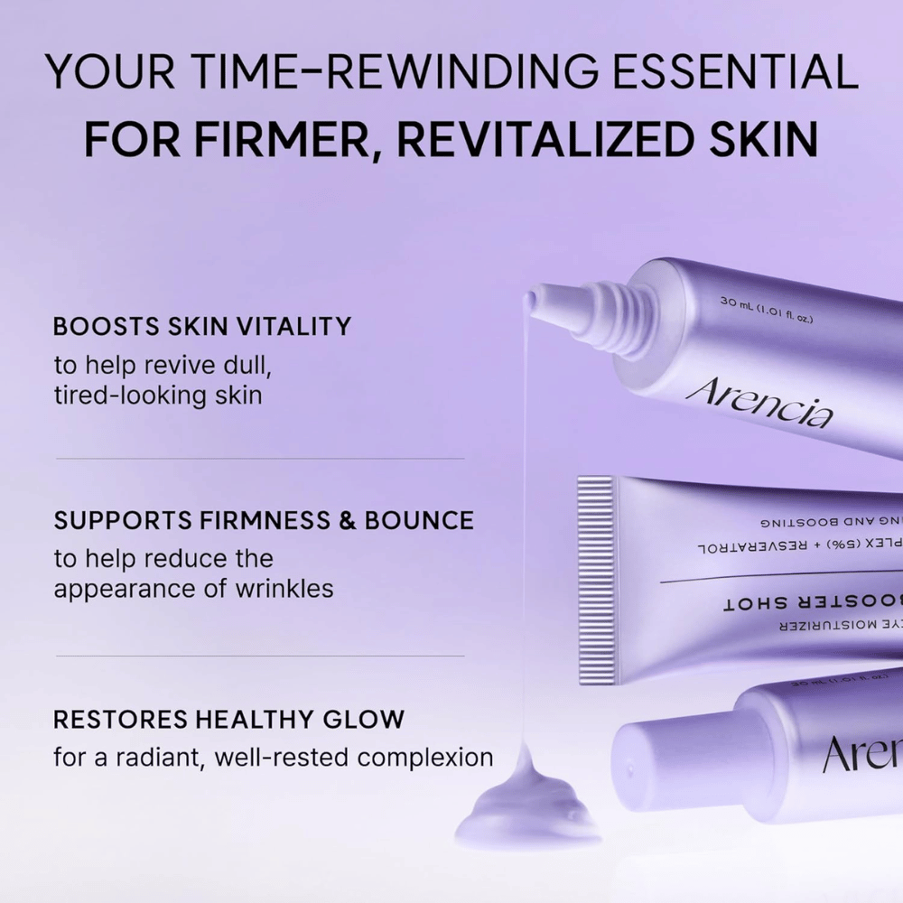 Arencia NAD+ Booster Shot – creme facial coreano para pele cansada e baça, com foco na firmeza, elasticidade e luminosidade.