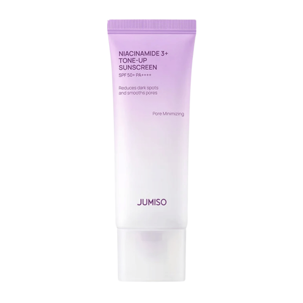 JUMISO Niacinamide 3+ Tone-Up Sunscreen SPF50+ PA++++ 50 ml – protetor solar coreano com niacinamida para proteção UV, tom de pele uniforme e luminosidade.